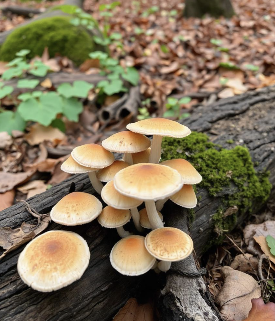 Mushrooms on log